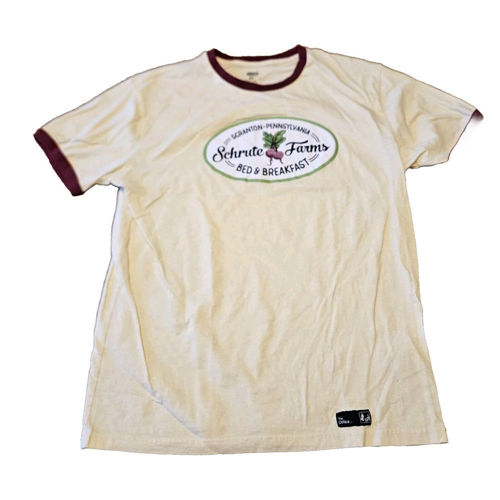 Schrute Farms Bed & Breakfast The Office T-shirt Turnip Yellow Size‎ Medium